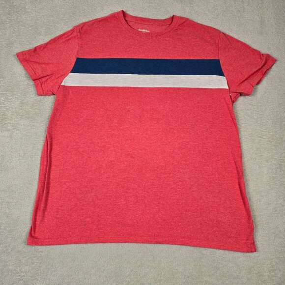 Goodfellow Shirt Mens Extra Large Coral Chest Stripes Colorblock Stripe Casual - Picture 1 of 7